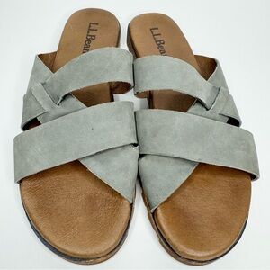 L.L. Bean women's size 9 Sedona sage lake washed leather slide sandals 512237